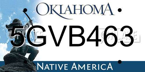 5GVB463 Oklahoma License Plate