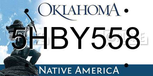 5HBY558 Oklahoma License Plate