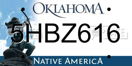 5HBZ616 Oklahoma License Plate