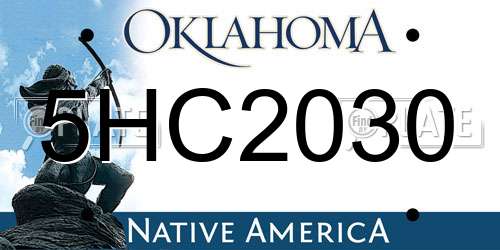 5HC2030 Oklahoma License Plate