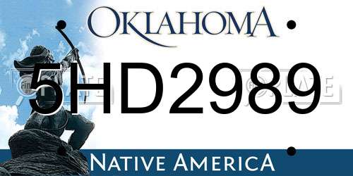 5HD2989 Oklahoma License Plate