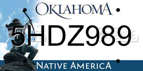 5HDZ989 Oklahoma License Plate