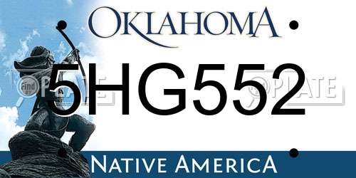 5HG552 Oklahoma License Plate