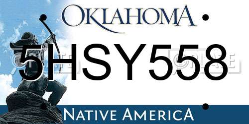 5HSY558 Oklahoma License Plate