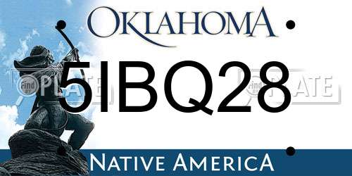 5IBQ28 Oklahoma License Plate