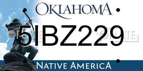 5IBZ229 Oklahoma License Plate