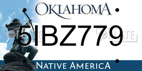 5IBZ779 Oklahoma License Plate