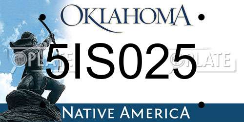 5IS025 Oklahoma License Plate