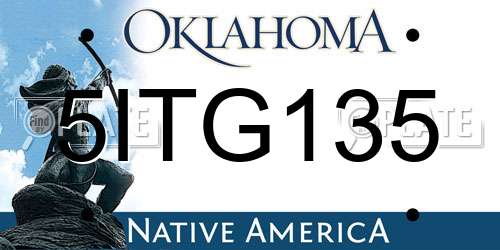 5ITG135 Oklahoma License Plate