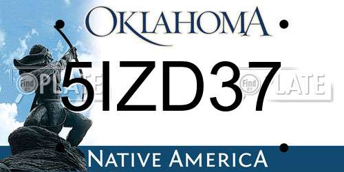5IZD37 Oklahoma License Plate