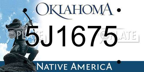 5J1675 Oklahoma License Plate
