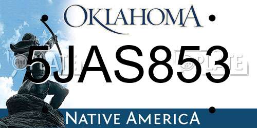 5JAS853 Oklahoma License Plate