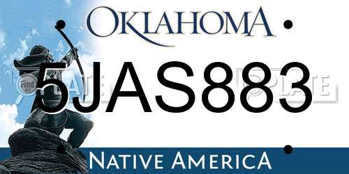 5JAS883 Oklahoma License Plate