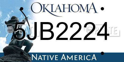 5JB2224 Oklahoma License Plate