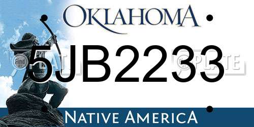 5JB2233 Oklahoma License Plate