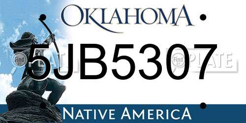 5JB5307 Oklahoma License Plate
