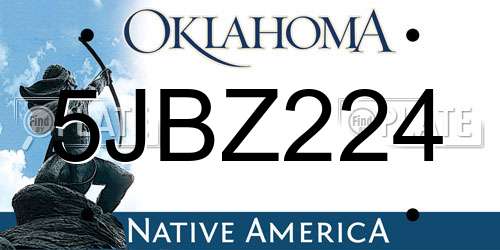 5JBZ224 Oklahoma License Plate