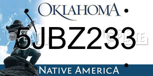5JBZ233 Oklahoma License Plate