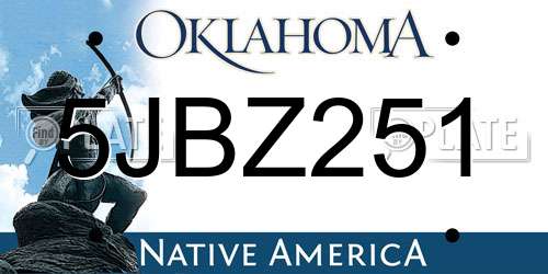 5JBZ251 Oklahoma License Plate