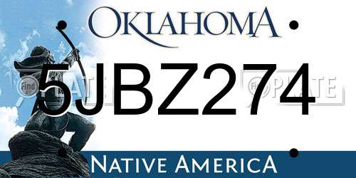 5JBZ274 Oklahoma License Plate