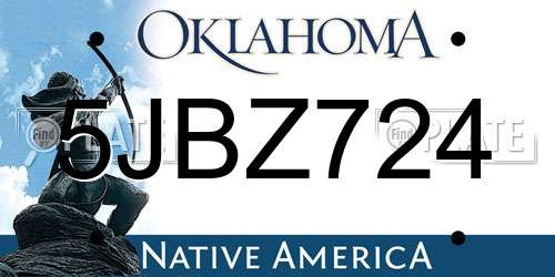 5JBZ724 Oklahoma License Plate