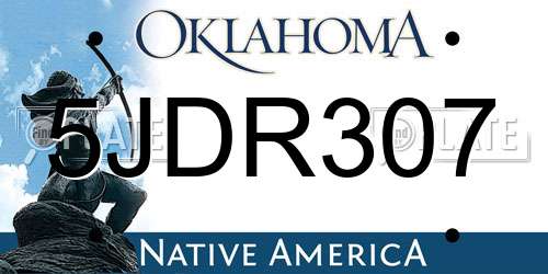 5JDR307 Oklahoma License Plate