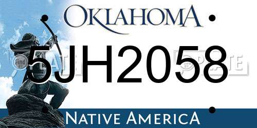 5JH2058 Oklahoma License Plate