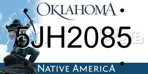 5JH2085 Oklahoma License Plate