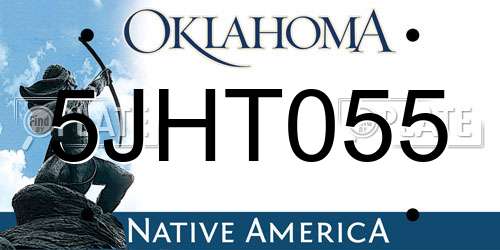 5JHT055 Oklahoma License Plate