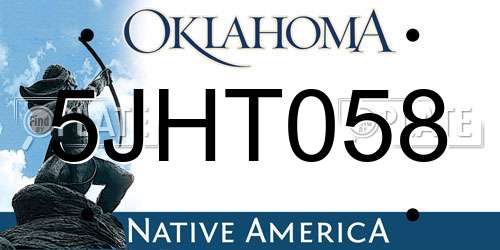 5JHT058 Oklahoma License Plate
