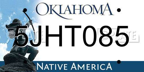 5JHT085 Oklahoma License Plate