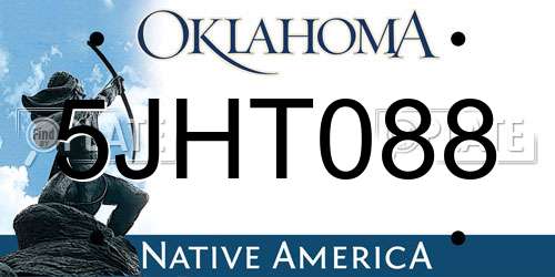 5JHT088 Oklahoma License Plate