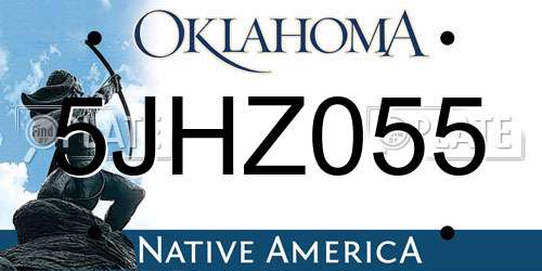 5JHZ055 Oklahoma License Plate