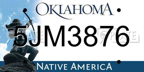 5JM3876 Oklahoma License Plate
