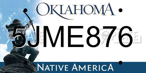 5JME876 Oklahoma License Plate