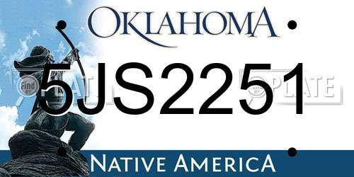 5JS2251 Oklahoma License Plate
