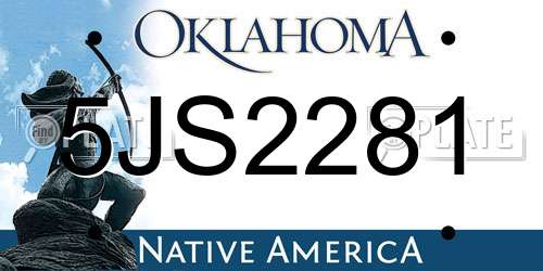 5JS2281 Oklahoma License Plate