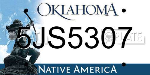 5JS5307 Oklahoma License Plate