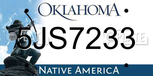 5JS7233 Oklahoma License Plate