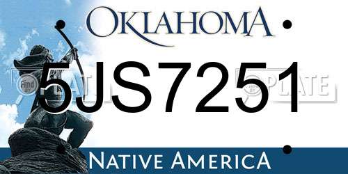 5JS7251 Oklahoma License Plate