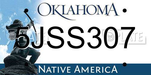 5JSS307 Oklahoma License Plate