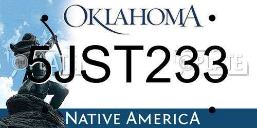 5JST233 Oklahoma License Plate