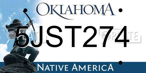 5JST274 Oklahoma License Plate