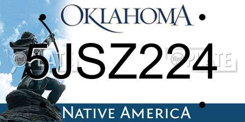 5JSZ224 Oklahoma License Plate
