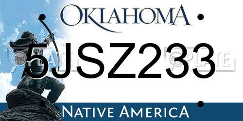 5JSZ233 Oklahoma License Plate