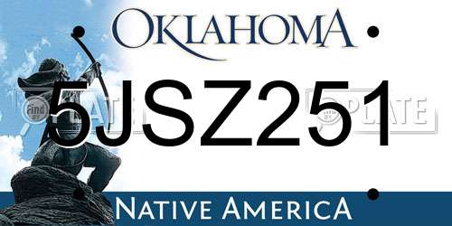 5JSZ251 Oklahoma License Plate