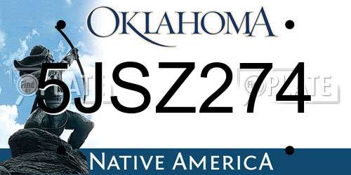 5JSZ274 Oklahoma License Plate