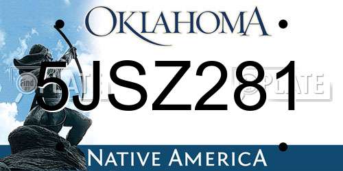 5JSZ281 Oklahoma License Plate
