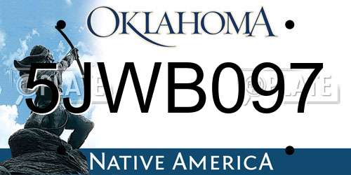 5JWB097 Oklahoma License Plate