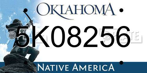5K08256 Oklahoma License Plate